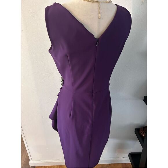 Alex evenings purple plum color dress wedding guest fancy bridesmaid size 6 - Picture 3 of 5